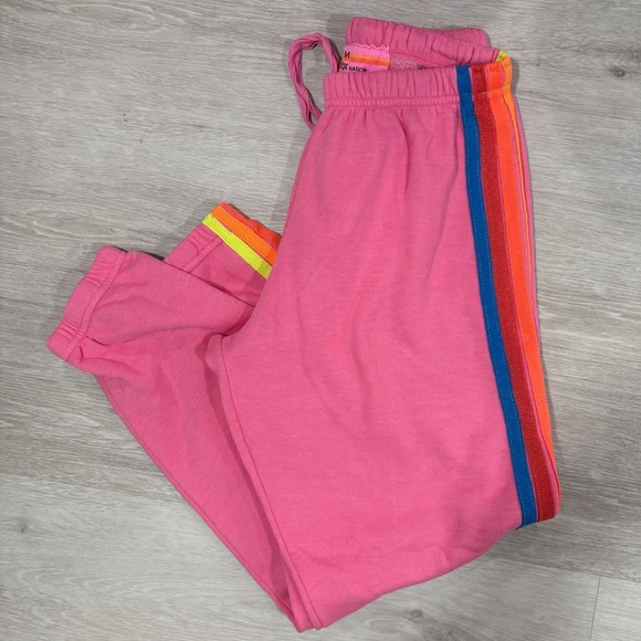 Aviator Nation Pants - Pink Aviator Nation Joggers with Stripes